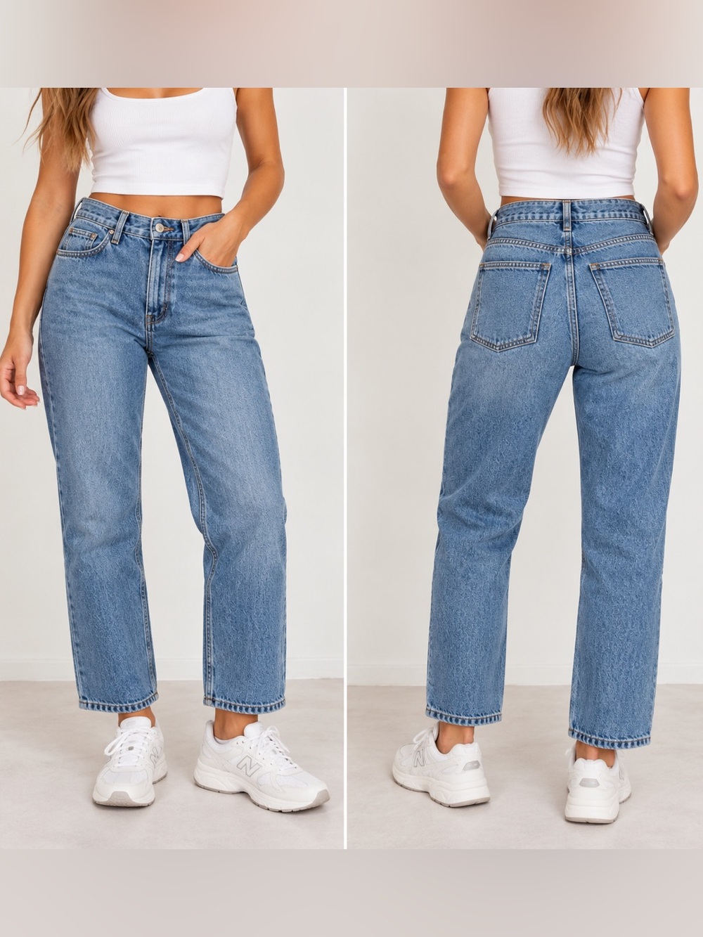Sunny Like Women’s High Rise Straight Leg Jeans Size L Medium Wash
